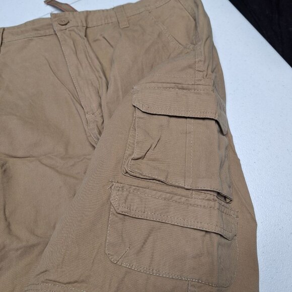 Rugged Wear Mens Cargo Shorts Khaki Drawstring Waistline‎ Pockets Size 36 - Picture 4 of 7